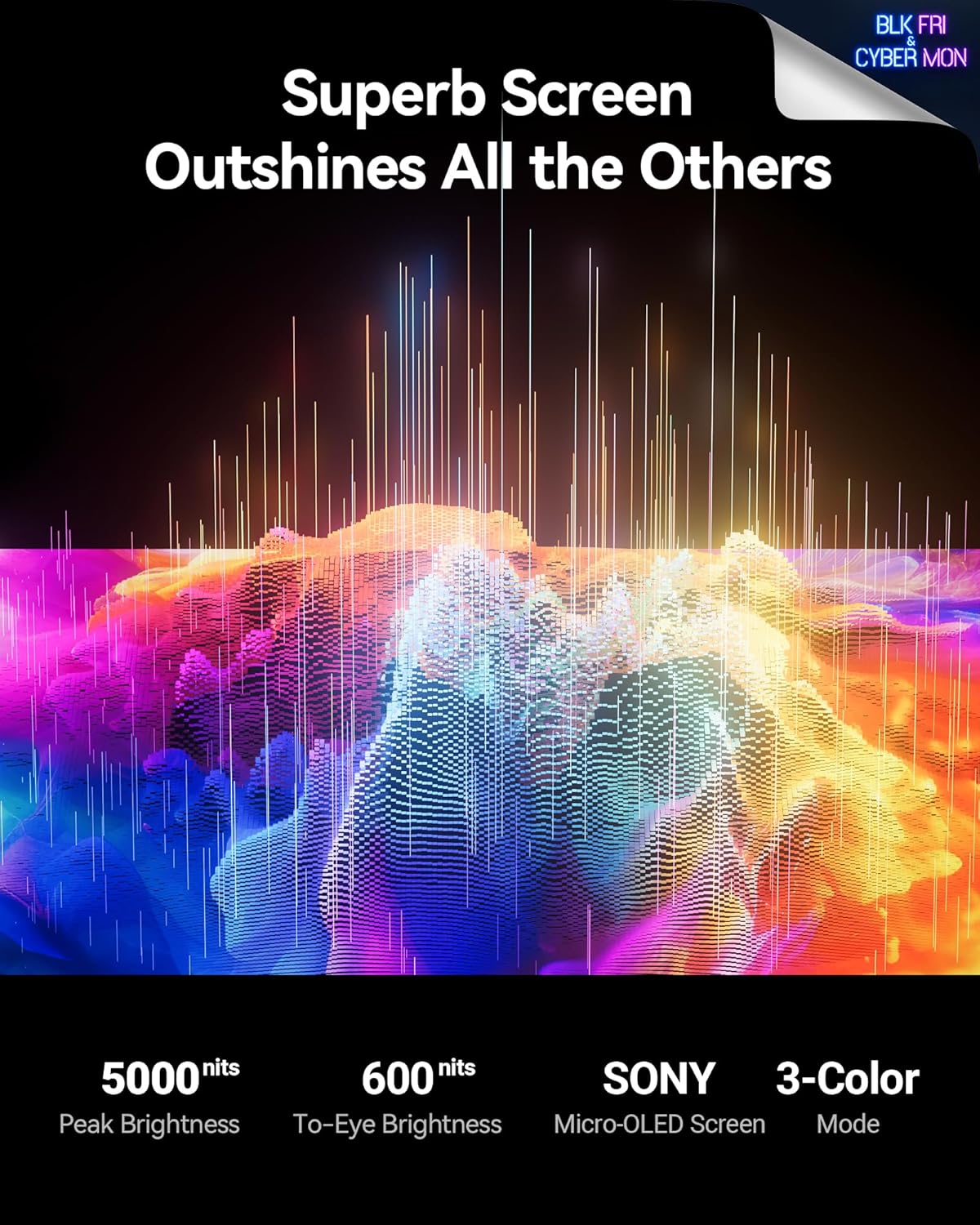 RAYNEO Air 2s AR/XR Glasses - 4 Speakers, 201" 120Hz 5000 Nits FHD OLED Display, AR XR Video Gaming Glasses, Smart Glasses for iPhone 16,15/Android/MAC/Switch/PS5/SteamDeck, Gift Ideas - 2024 New - Image 3