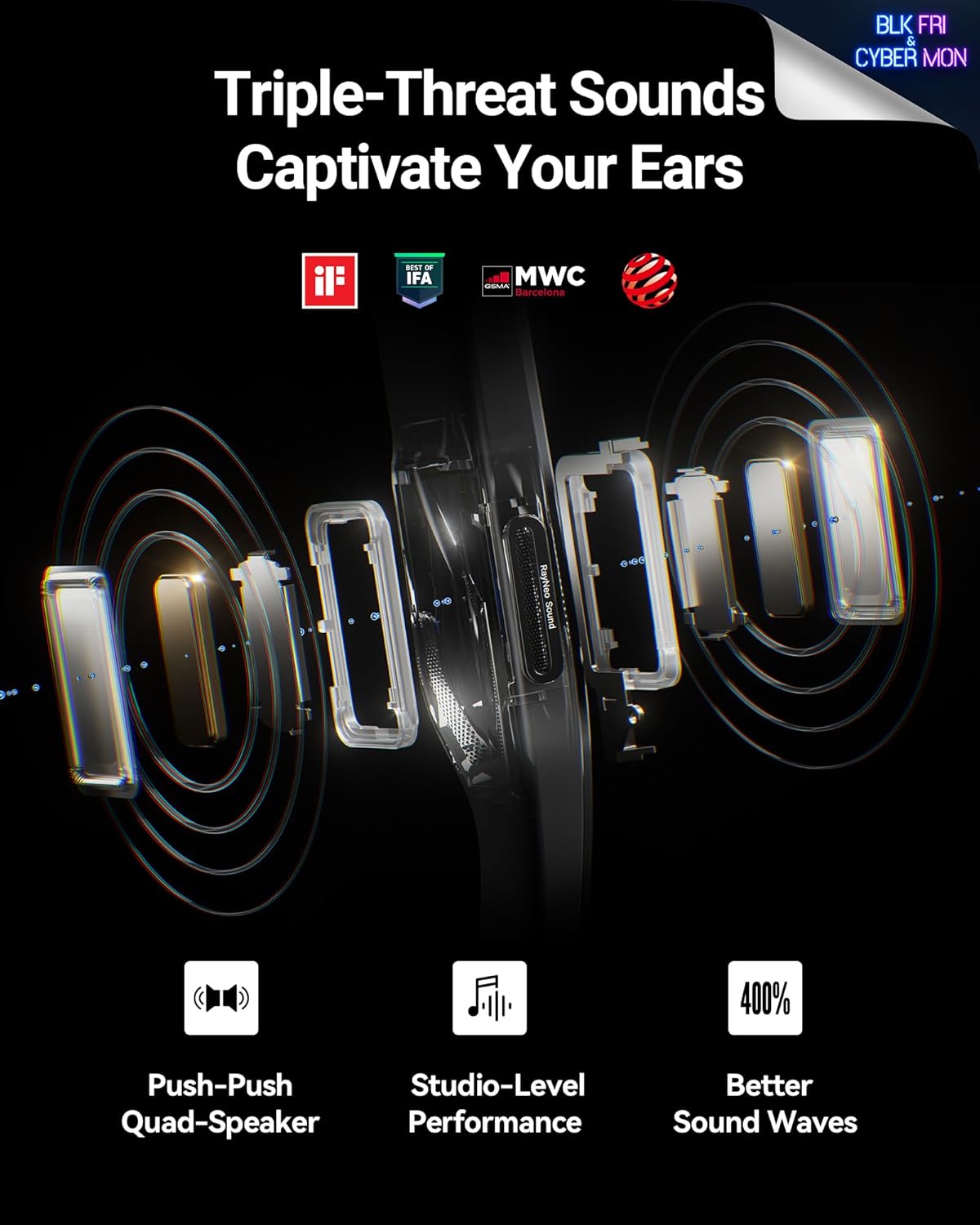 RAYNEO Air 2s AR/XR Glasses - 4 Speakers, 201" 120Hz 5000 Nits FHD OLED Display, AR XR Video Gaming Glasses, Smart Glasses for iPhone 16,15/Android/MAC/Switch/PS5/SteamDeck, Gift Ideas - 2024 New - Image 4